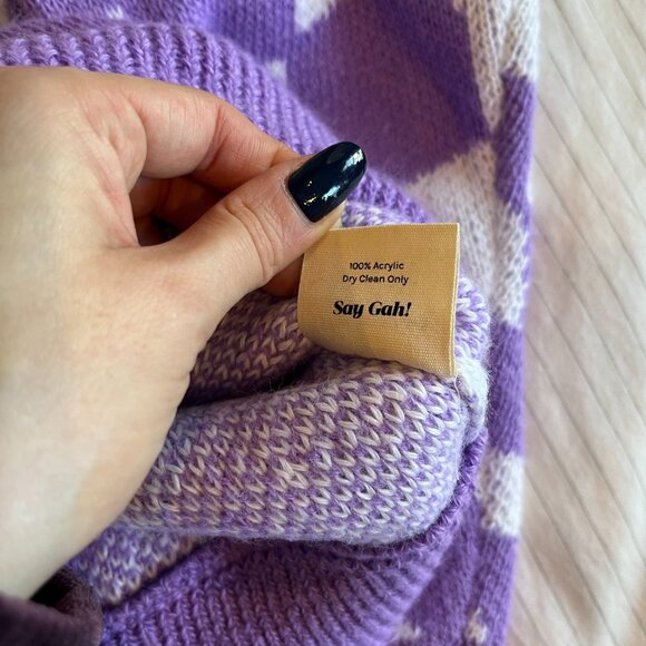 Lisa Says Gah Emma Sweater in Purple Warp Check - Picture 6 of 6